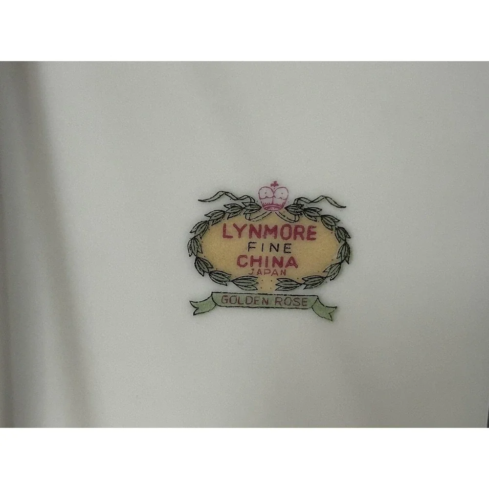 Vtg China Platter Gold Trim Oval Cottage core Grannycore Lynmore Golden Rose MCM